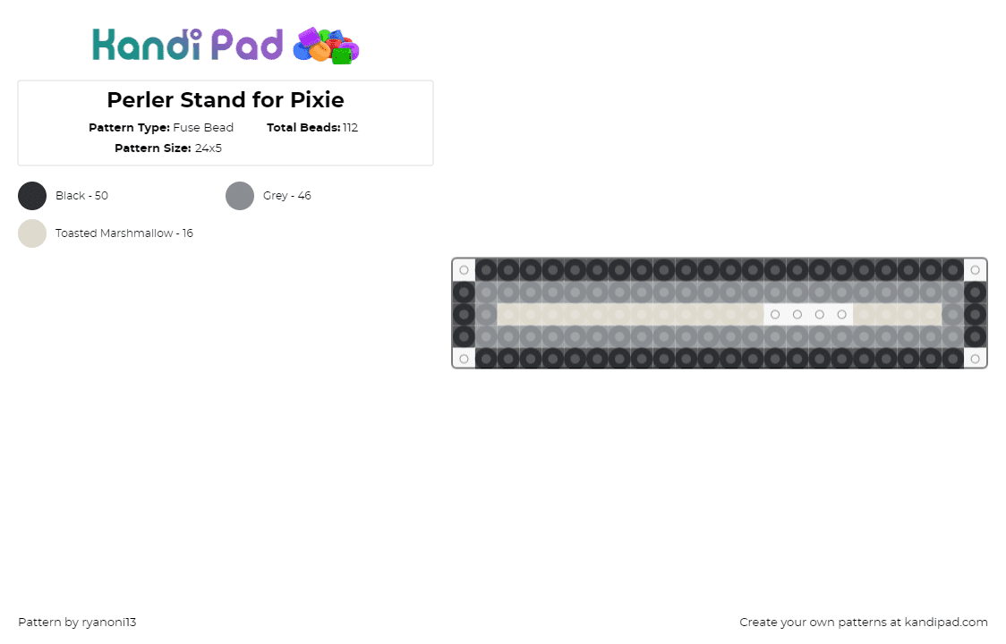 Perler Stand for Pixie - Fuse Bead Pattern by ryanoni13 on Kandi Pad - stand,base,template,simple,black,gray