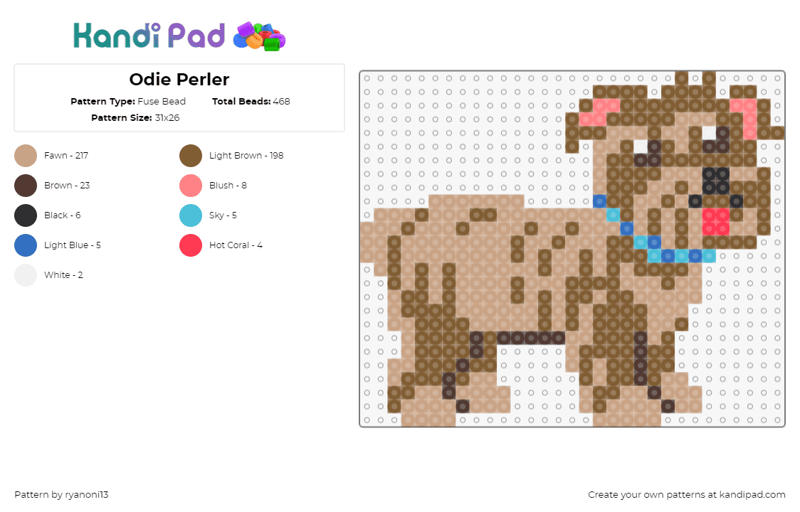 Odie Perler - Fuse Bead Pattern by ryanoni13 on Kandi Pad - dog,pet,animal,cute,tongue,brown,tan