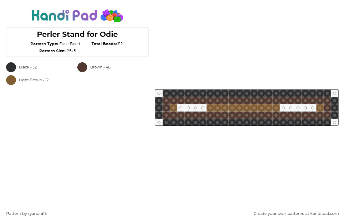 Perler Stand for Odie - Fuse Bead Pattern by ryanoni13 on Kandi Pad - stand,base,template,simple,brown