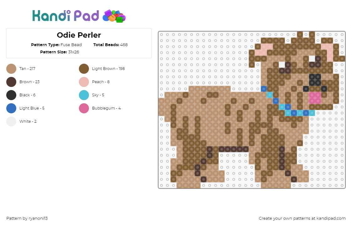 Odie Perler - Fuse Bead Pattern by ryanoni13 on Kandi Pad - dog,pet,animal,cute,tongue,brown,tan