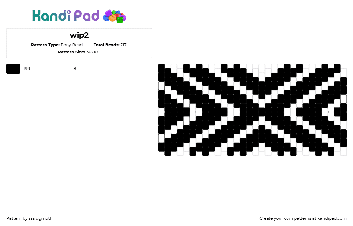 wip2 - Pony Bead Pattern by ssslugmoth on Kandi Pad - arrows,cross,geometric,cuff,black