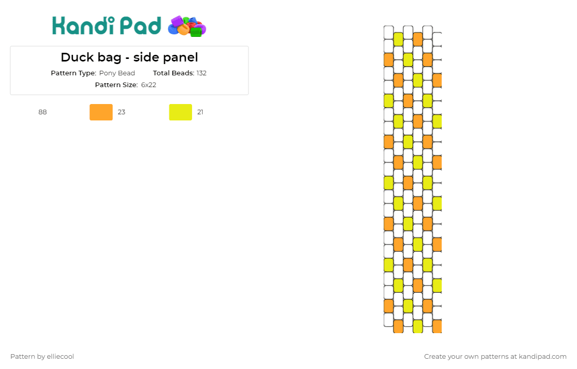 Duck bag - side panel - Pony Bead Pattern by elliecool on Kandi Pad - ducks,animals,bag,panel