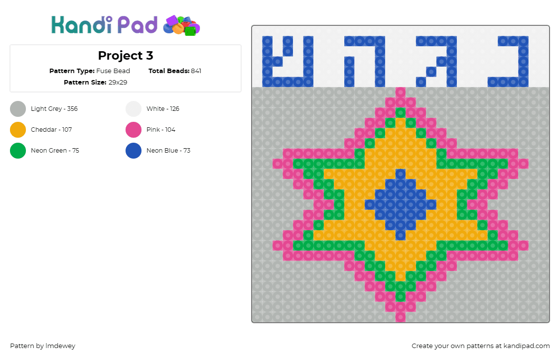 Project 3 - Fuse Bead Pattern by lmdewey on Kandi Pad - 