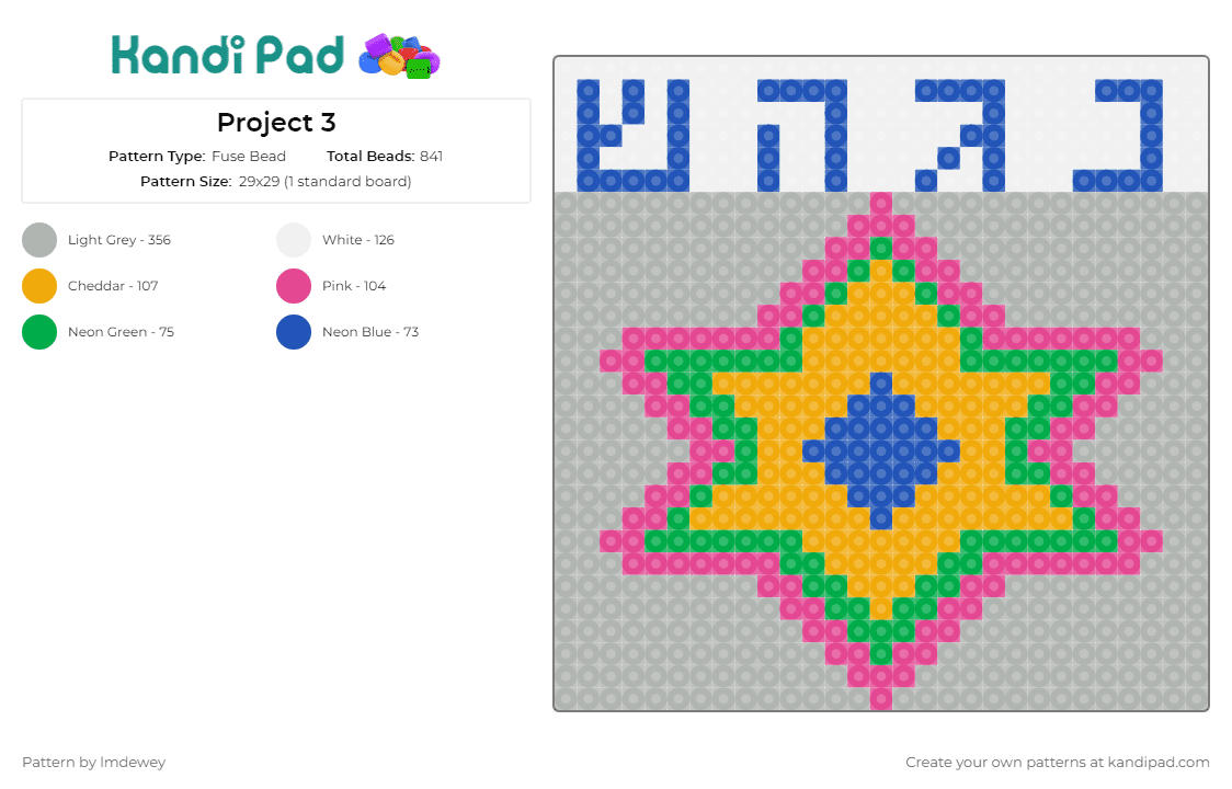 Project 3 - Fuse Bead Pattern by lmdewey on Kandi Pad - 