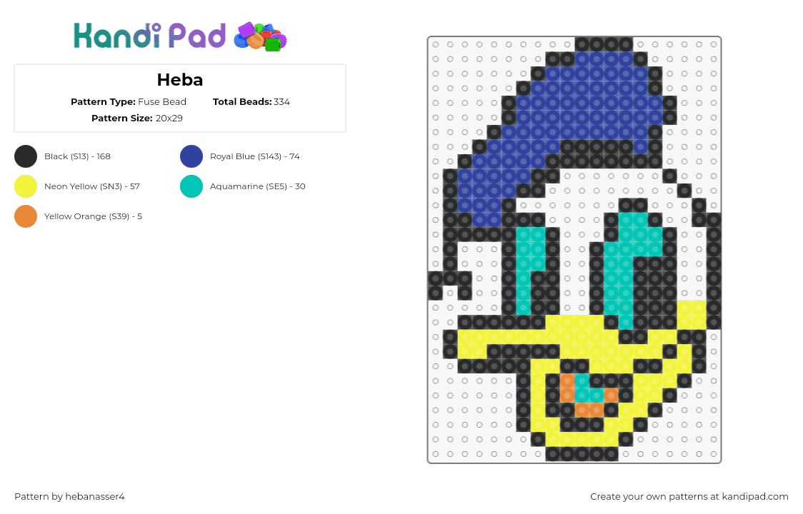 Heba - Fuse Bead Pattern by hebanasser4 on Kandi Pad - donald duck,disney,character,head,beak,yellow,blue,teal