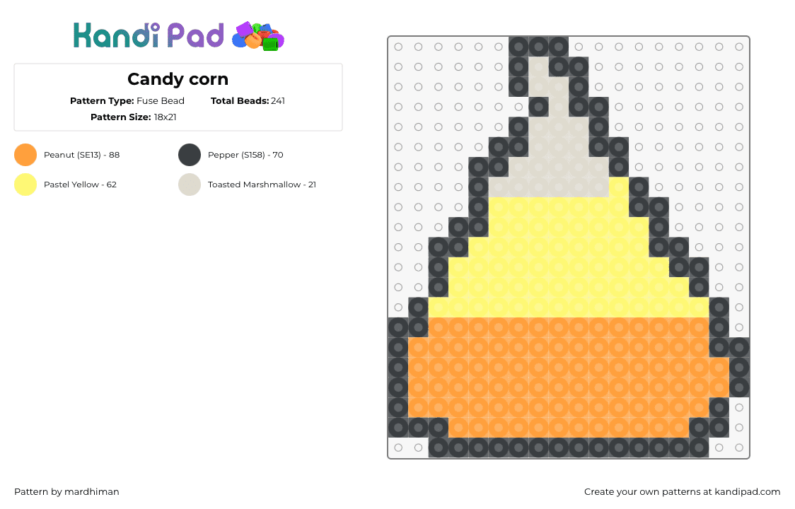 Candy corn - Fuse Bead Pattern by mardhiman on Kandi Pad - candy corn,halloween,treat,orange,yellow