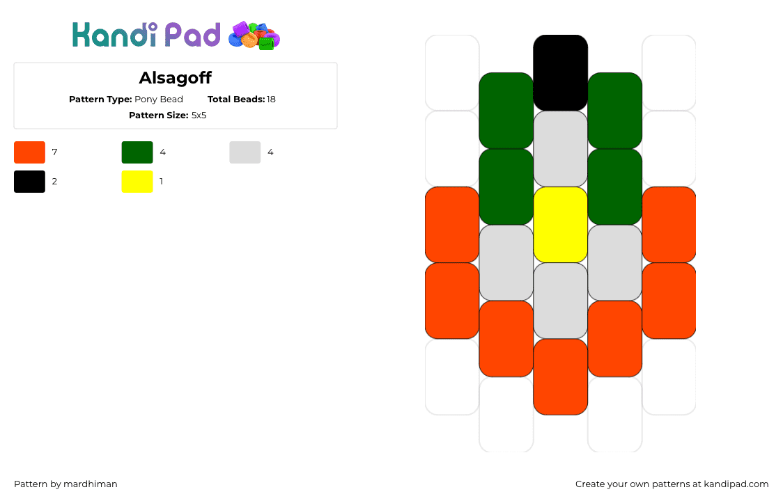 Alsagoff - Pony Bead Pattern by mardhiman on Kandi Pad - alsagoff,school,education,simple,orange,green