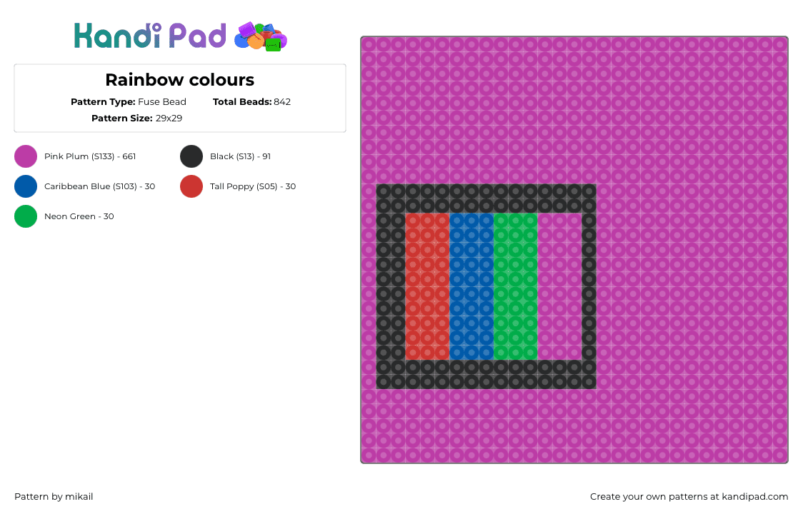 Rainbow colours - Fuse Bead Pattern by mikail on Kandi Pad - stripes,panel,simple,purple