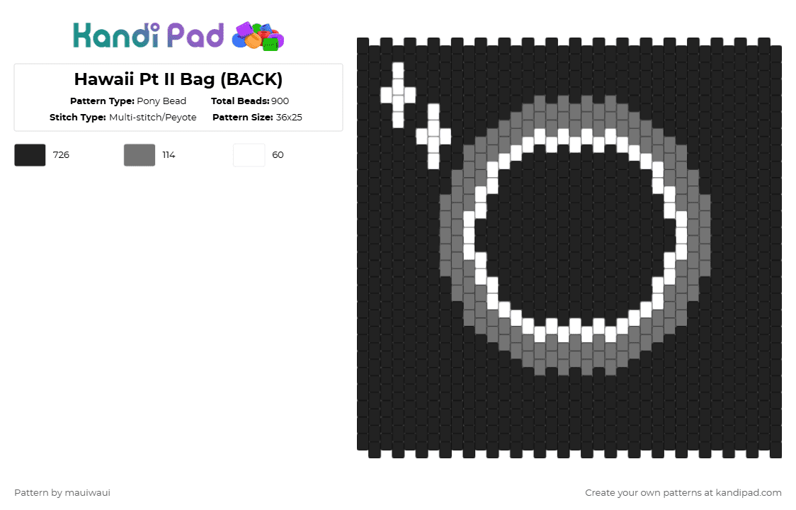 Hawaii Pt II Bag (BACK) - Pony Bead Pattern by mauiwaui on Kandi Pad - black,gray,white