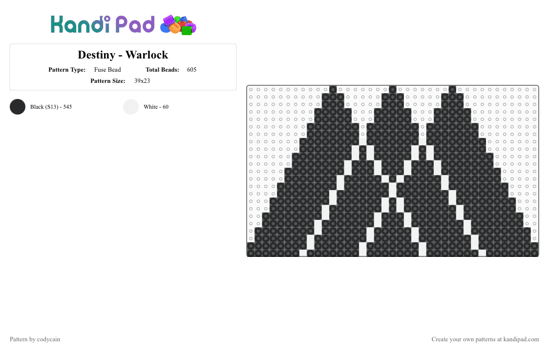 Destiny - Warlock - Fuse Bead Pattern by codycain on Kandi Pad - black,game,destiny,videogame