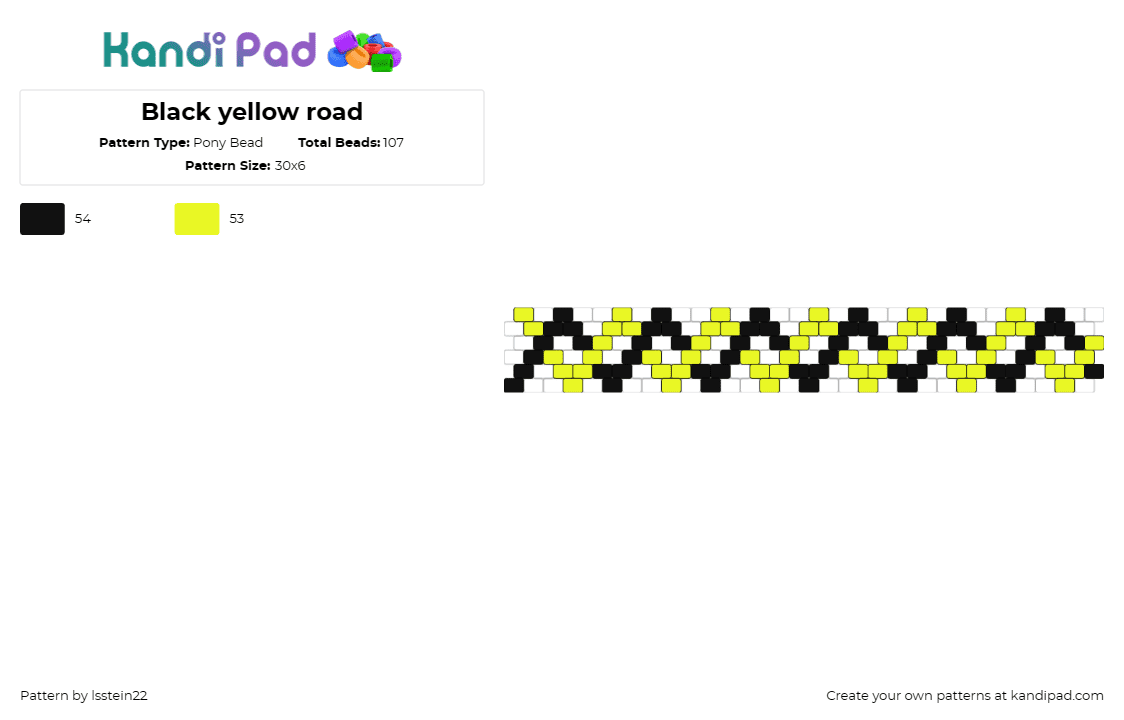 Black yellow road - Pony Bead Pattern by lsstein22 on Kandi Pad - zig zag,double helix,geometric,dna,cuff,bracelet,yellow,black