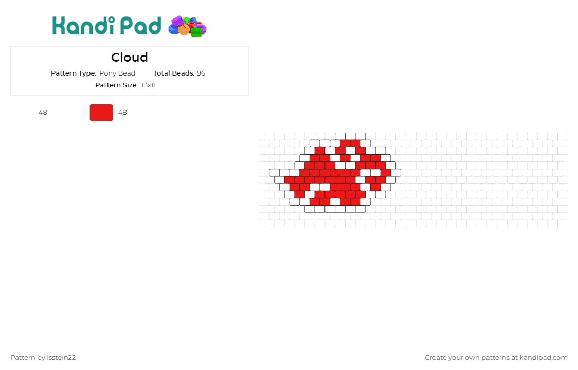 Cloud - Pony Bead Pattern by lsstein22 on Kandi Pad - akatsuki,cloud,naruto,anime,emblem,iconic,dramatic,flair,series,red