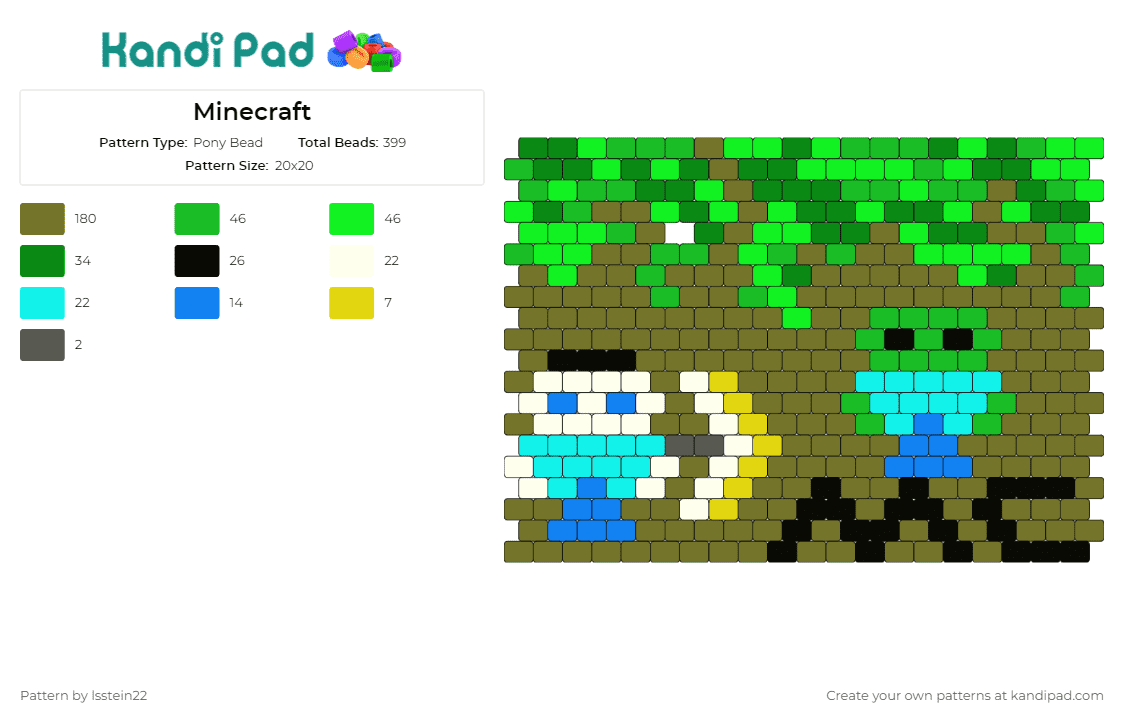 Minecraft - Pony Bead Pattern by lsstein22 on Kandi Pad - minecraft,video games,panel