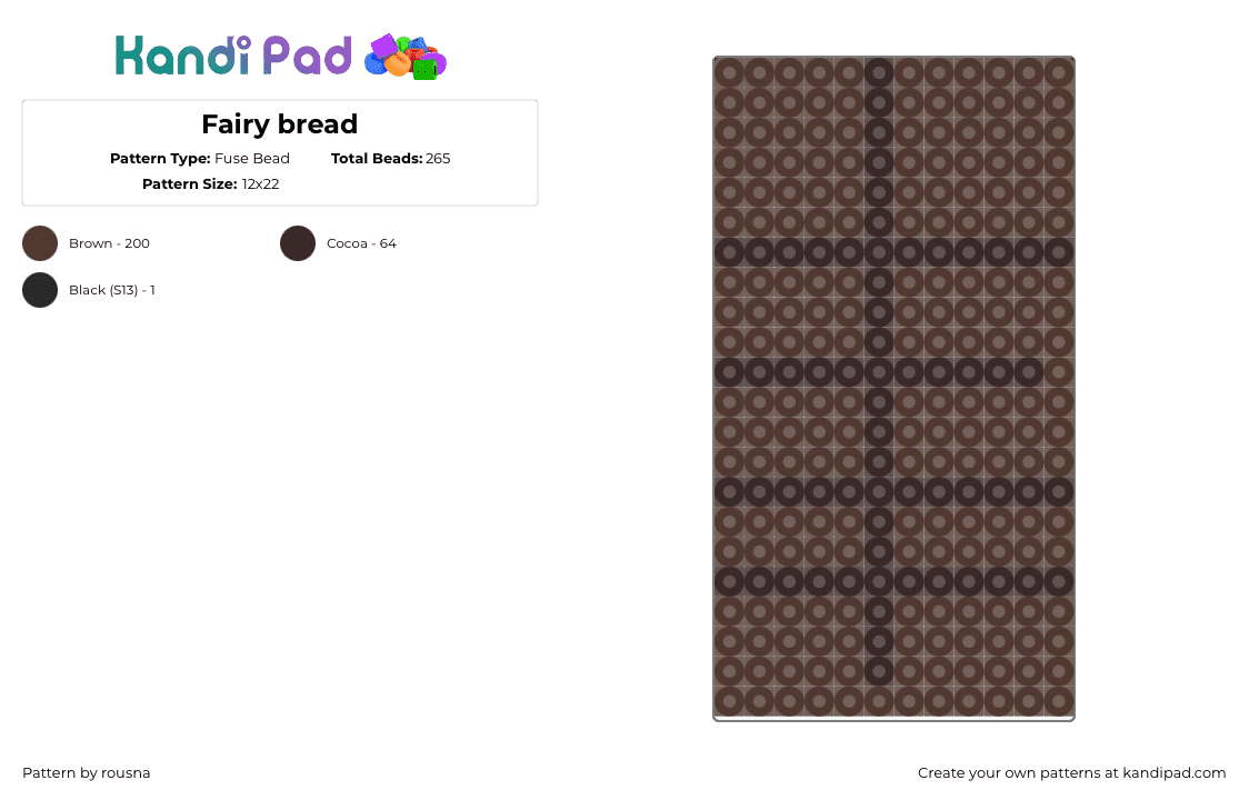 Chockalate - Fuse Bead Pattern by rousna on Kandi Pad - chocolate,candy,sweet,hersheys,bar,dessert,simple,brown