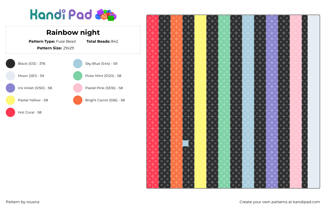 Rainbow night - Fuse Bead Pattern by rousna on Kandi Pad - vertical,stripes,panel,rainbow,colorful,black