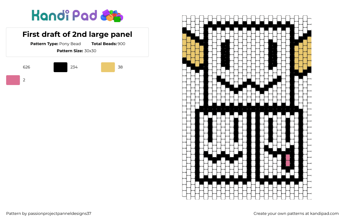 First draft of 2nd large panel - Pony Bead Pattern by passionprojectpanneldesigns37 on Kandi Pad - marshmallow,marshmello,panel,white