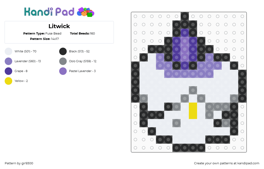 Litwick - Fuse Bead Pattern by gir9300 on Kandi Pad - 