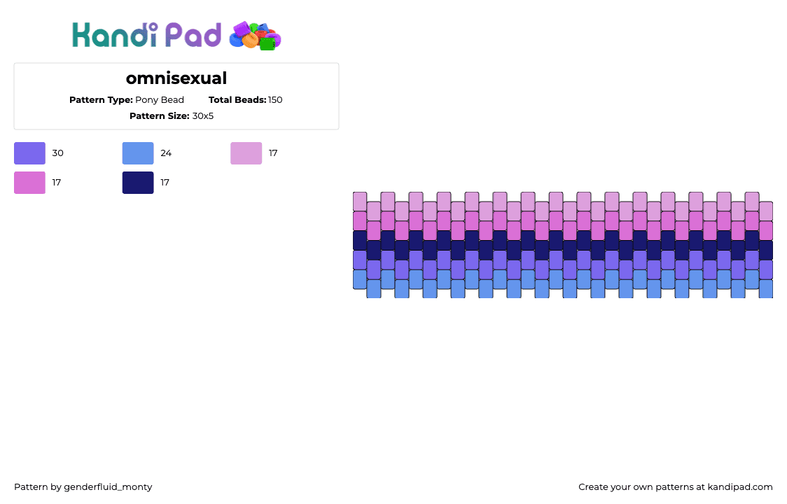 omnisexual - Pony Bead Pattern by genderfluid_monty on Kandi Pad - omnisexual,pride,cuff,pink,purple