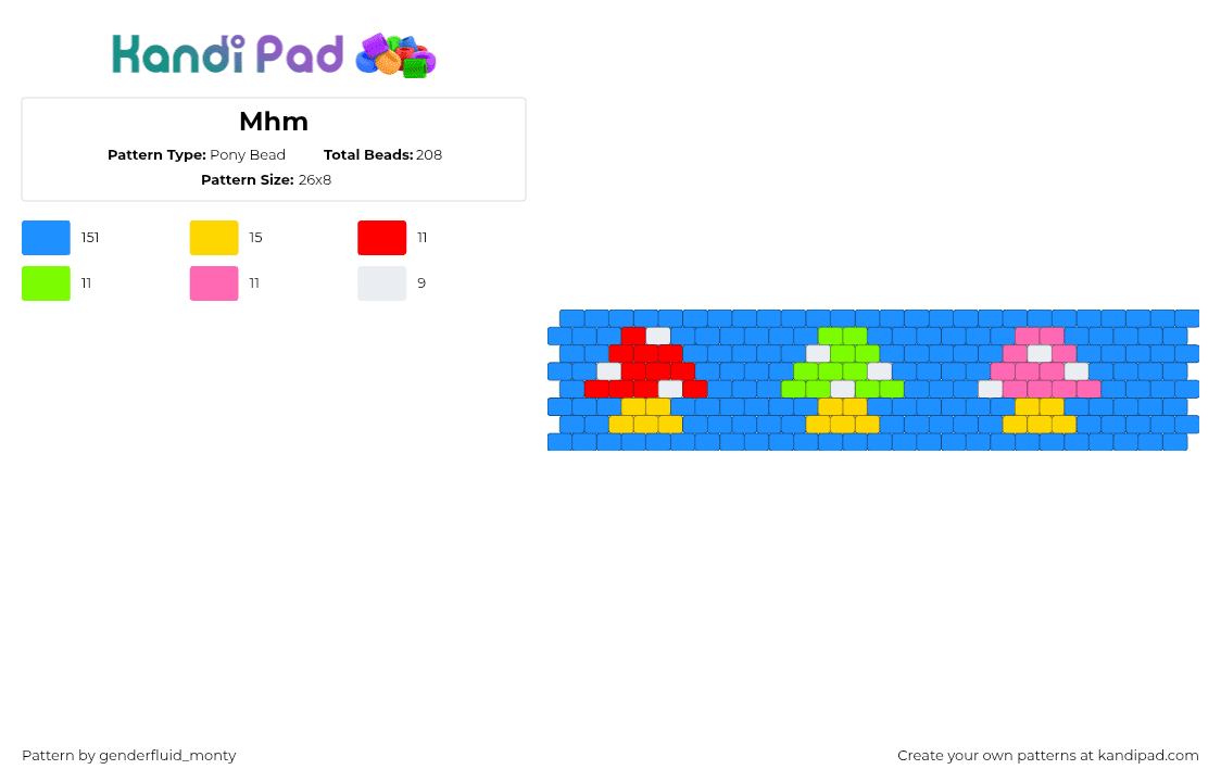Mhm Pattern Mhm Pony Bead Pattern - Kandi Pad | Kandi Patterns, Fuse Bead Patterns ...