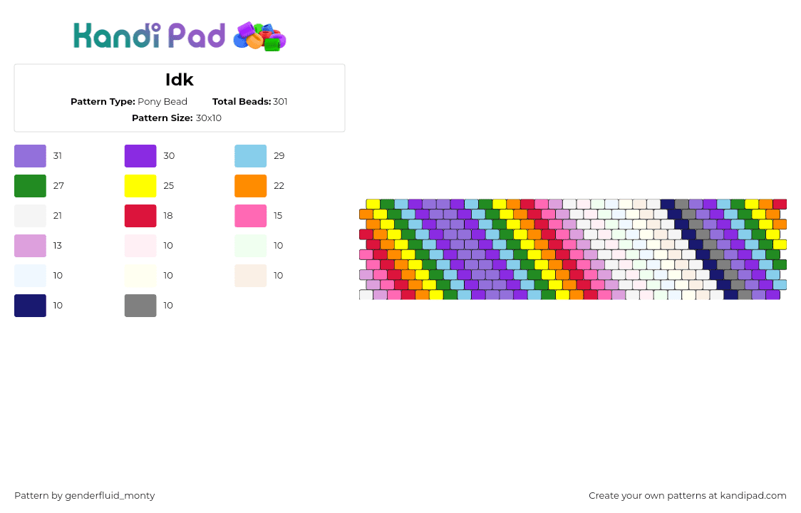 Idk - Pony Bead Pattern by genderfluid_monty on Kandi Pad - diagonal,stripes,colorful,cuff,purple