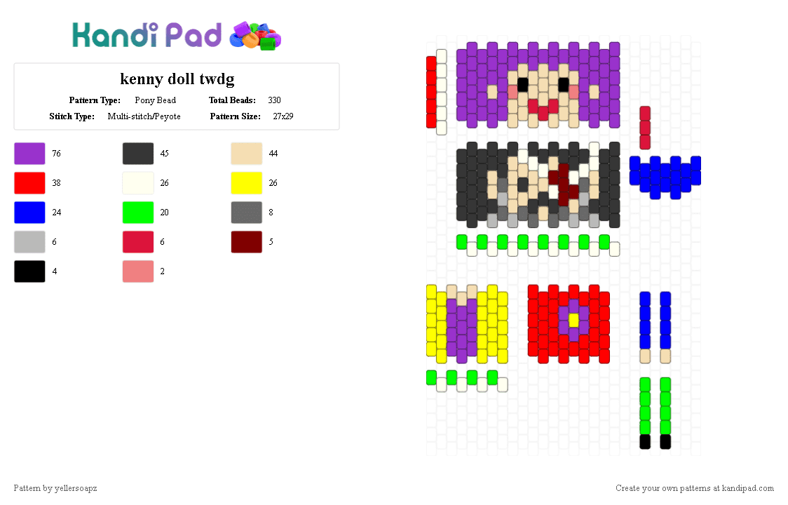 (my version of a) KANDI DOLL BASE!! - Pony Bead Pattern by iposhe on Kandi Pad - beige,purple,red,doll,kandi doll,doll base,keychain,base