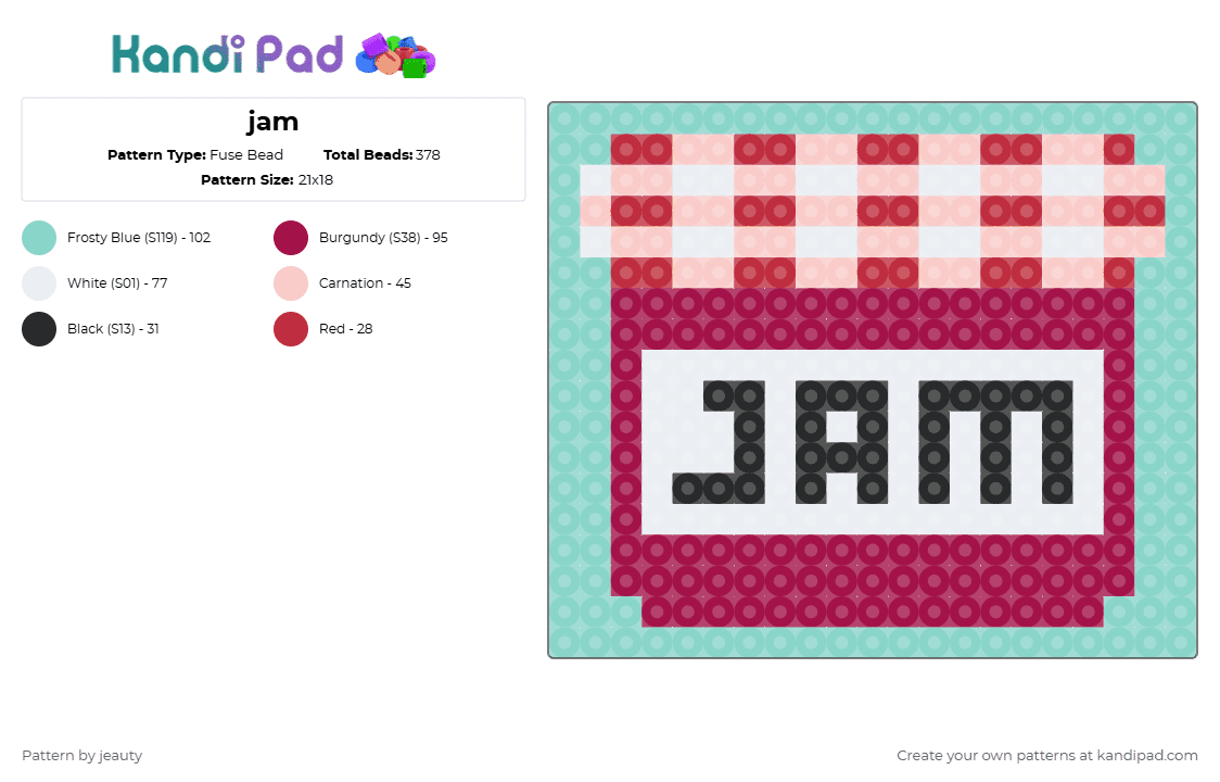jam - Fuse Bead Pattern by jeauty on Kandi Pad - pink,light blue