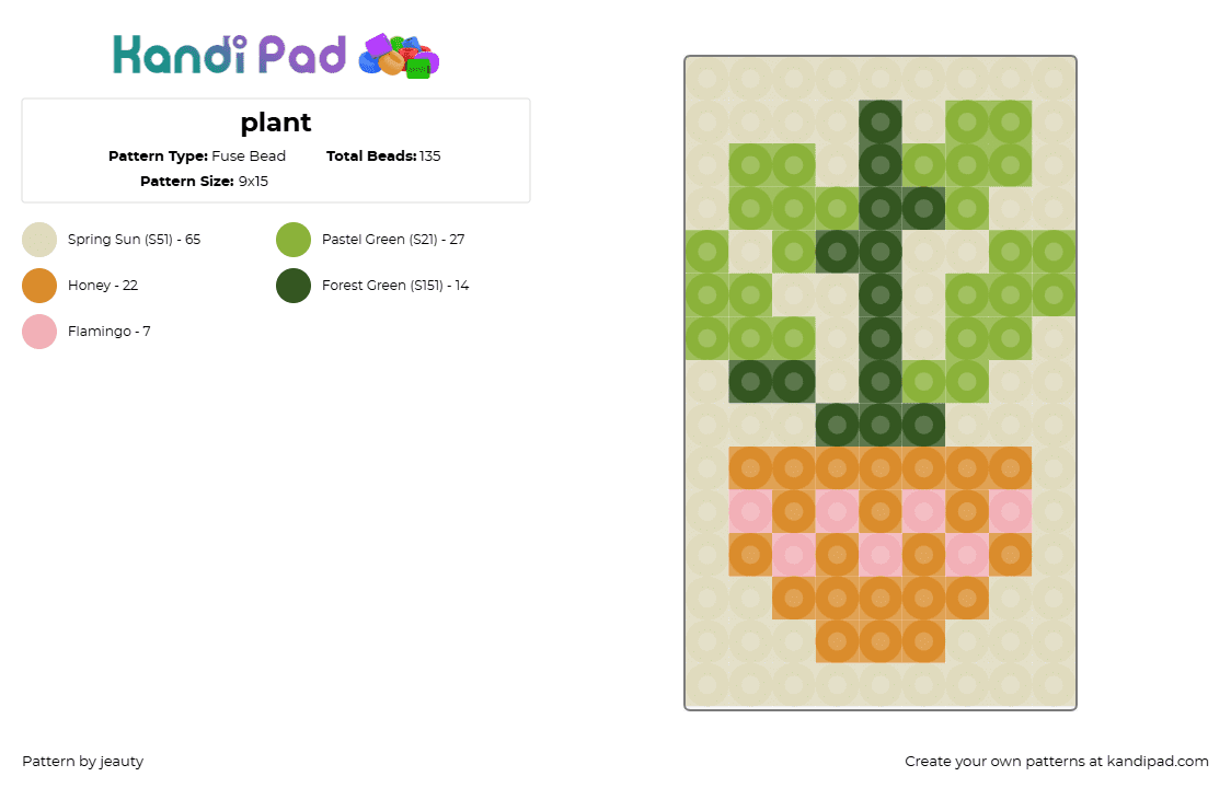 plant - Fuse Bead Pattern by jeauty on Kandi Pad - plant,pot,leaves,tan,green