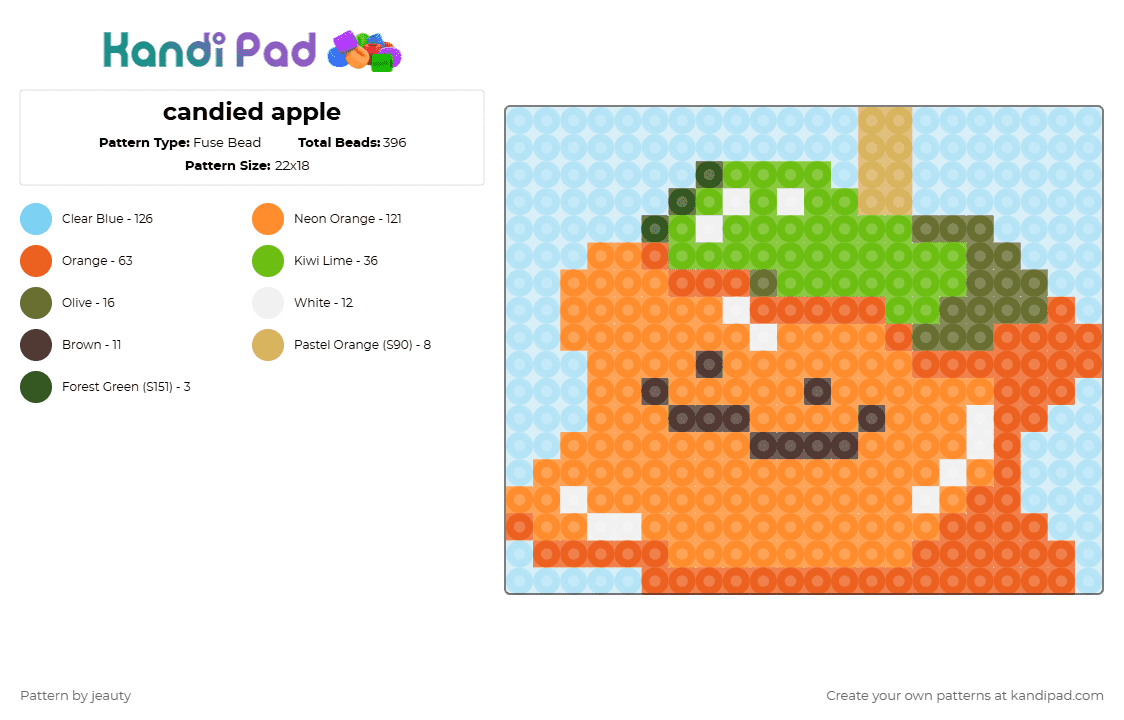 candied apple - Fuse Bead Pattern by jeauty on Kandi Pad - orange,light blue