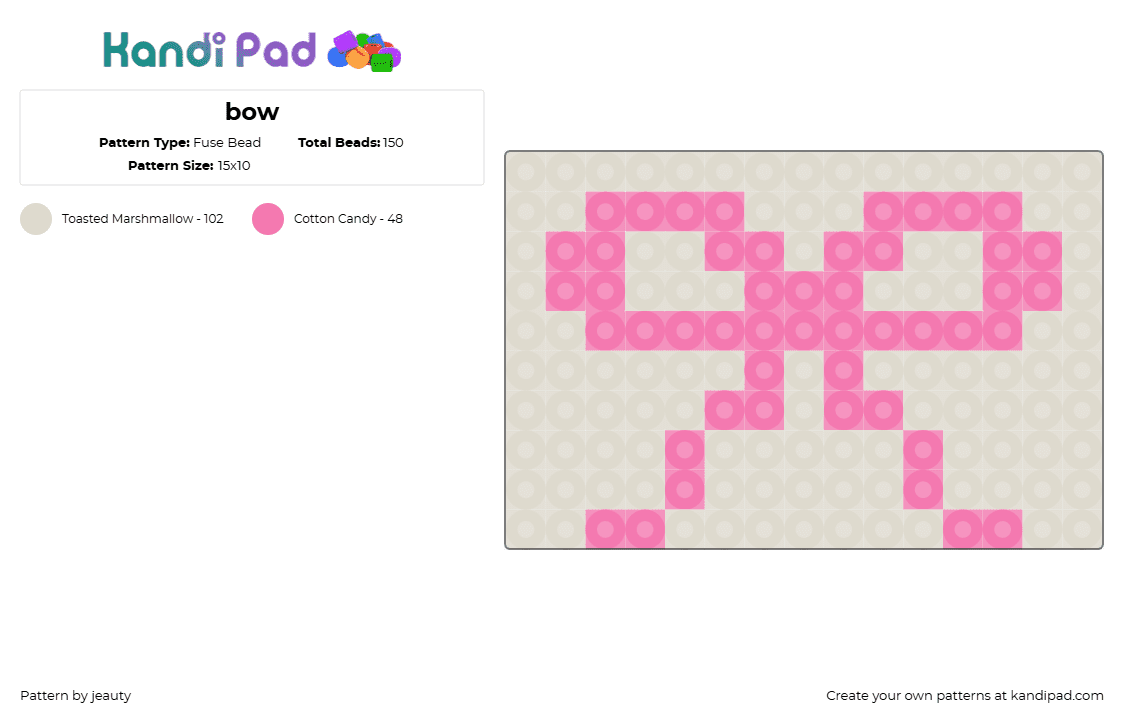 bow - Fuse Bead Pattern by jeauty on Kandi Pad - bow,clothing,tie,simple,panel,pink,beige