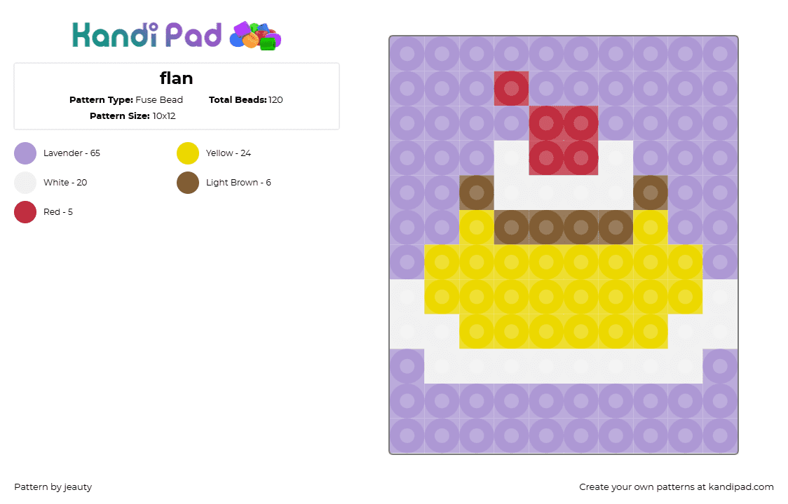 flan - Fuse Bead Pattern by jeauty on Kandi Pad - flan,dessert,food,panel,purple,yellow