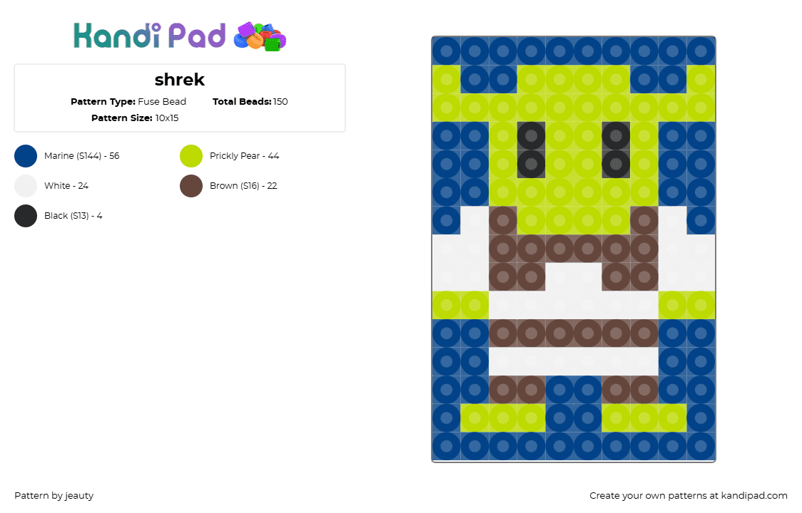 Shrek Fuse Bead Pattern - Kandi Pad | Kandi Patterns, Fuse Bead ...