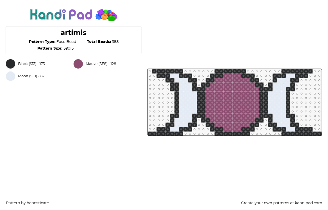 artimis - Fuse Bead Pattern by hanosticate on Kandi Pad - artemis,symbol,greek,god,purple,black,white