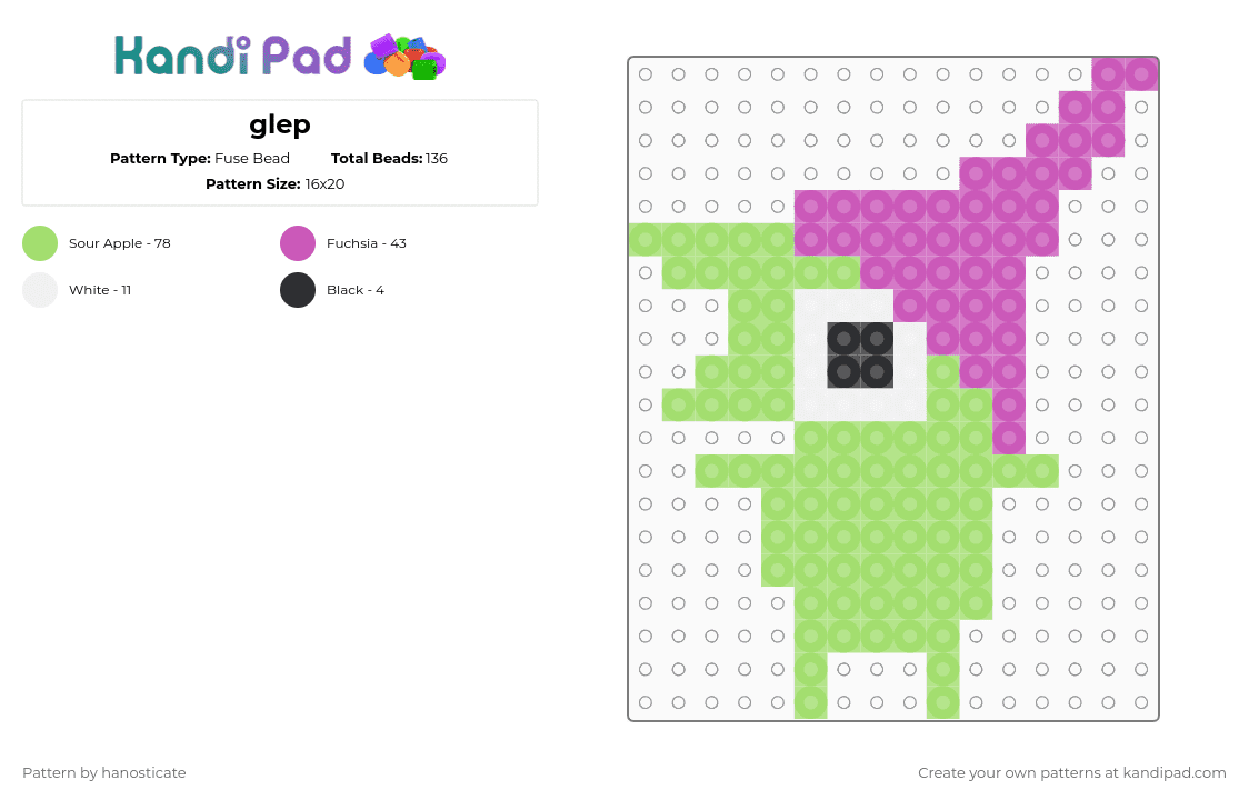 glep - Fuse Bead Pattern by hanosticate on Kandi Pad - green,pink