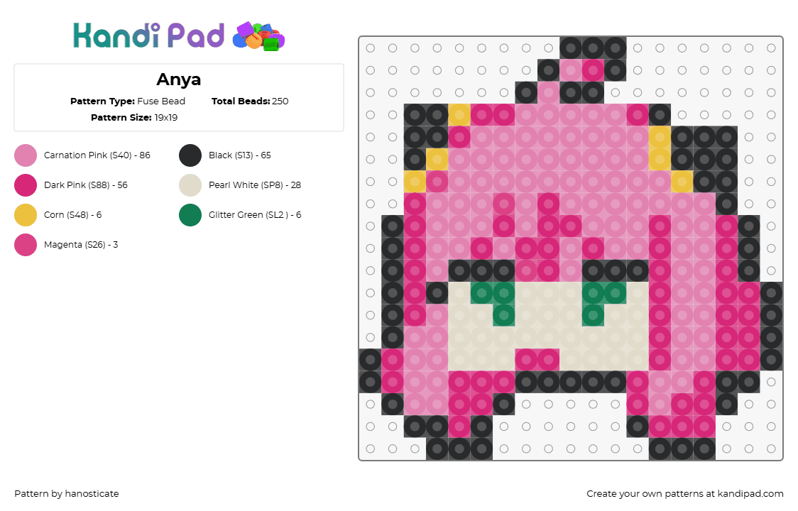 Anya - Fuse Bead Pattern by hanosticate on Kandi Pad - anya forger,spy x family,chibi,character,manga,tv show,pink