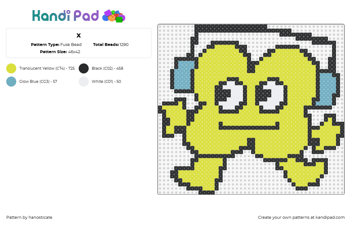 x - Fuse Bead Pattern by hanosticate on Kandi Pad - x,bfdi,bfb,character,headphones,animation,tv show,yellow,green