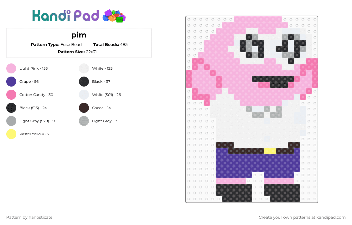 pim - Fuse Bead Pattern by hanosticate on Kandi Pad - pink,purple