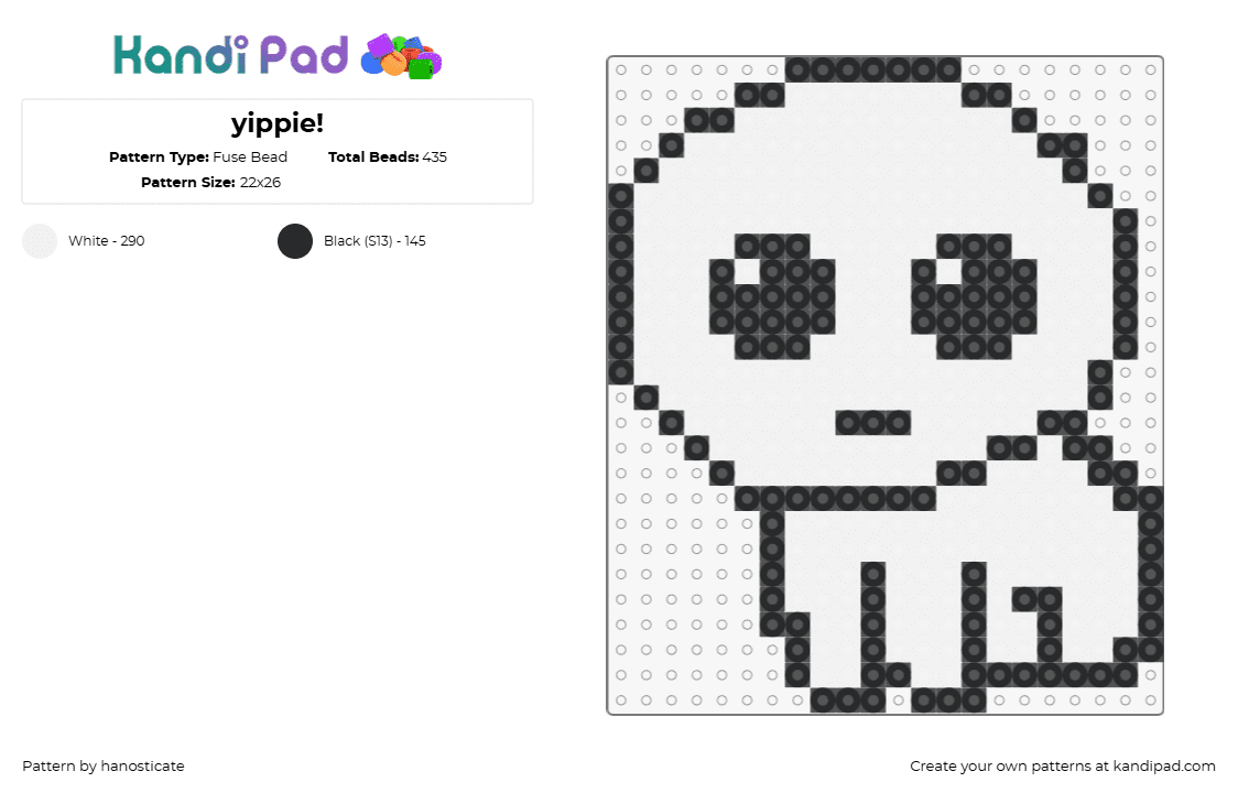 yippie! - Fuse Bead Pattern by hanosticate on Kandi Pad - tbh,yippee,autism,creature,character,white,black