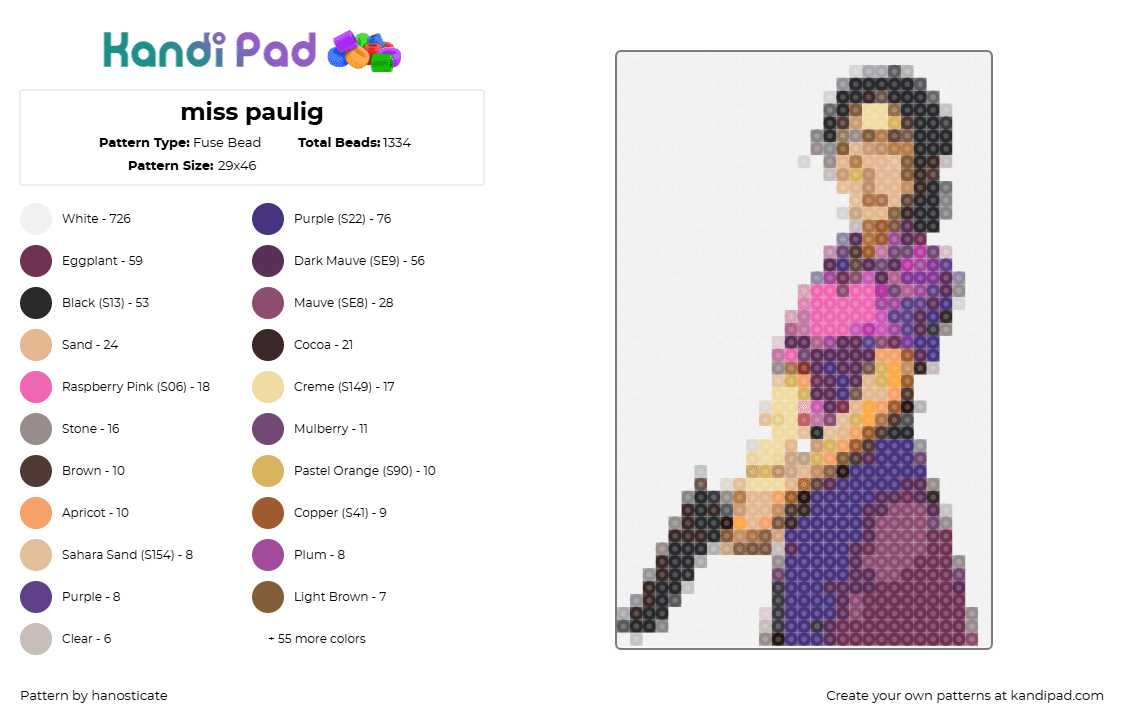 miss paulig - Fuse Bead Pattern by hanosticate on Kandi Pad - miss pauling,tf2,team fortress,character,gun,weapon,video game,purple