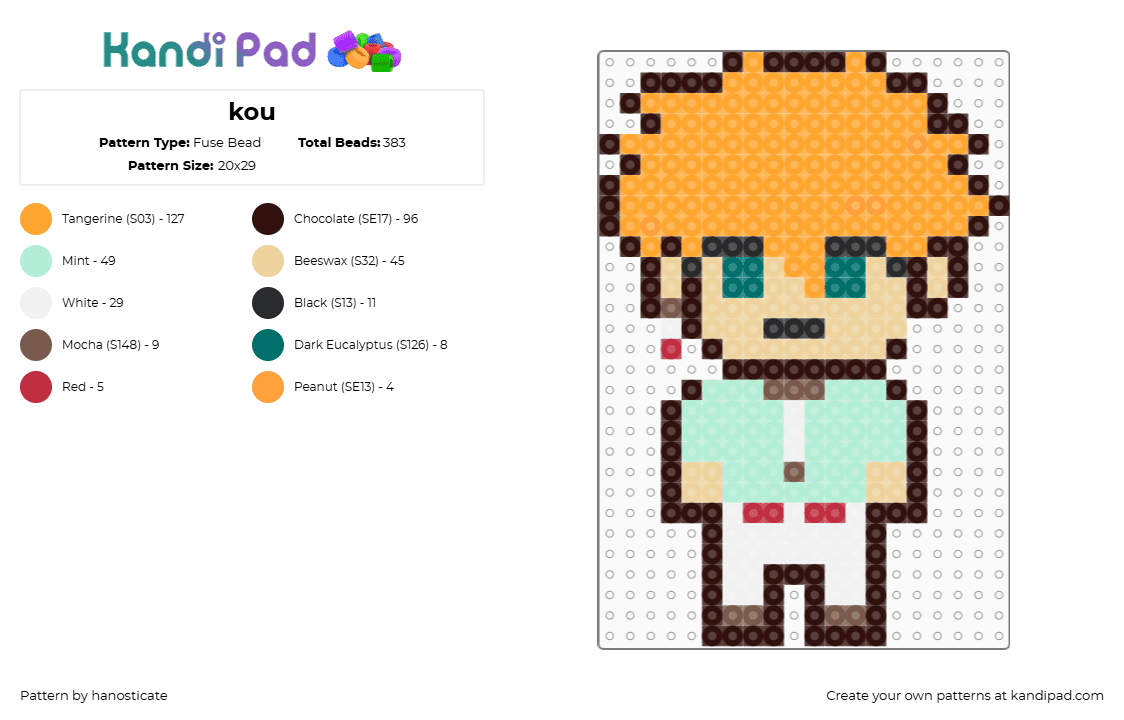 kou - Fuse Bead Pattern by hanosticate on Kandi Pad - 