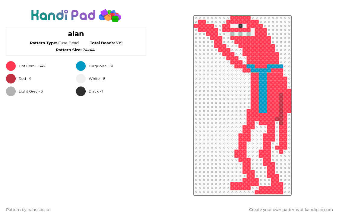 alan - Fuse Bead Pattern by hanosticate on Kandi Pad - red