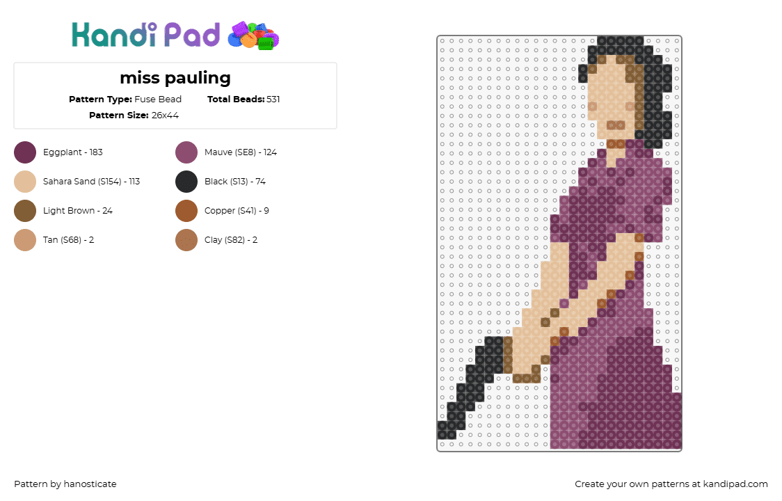 miss pauling - Fuse Bead Pattern by hanosticate on Kandi Pad - miss pauling,tf2,team fortress,character,gun,weapon,video game,purple,tan