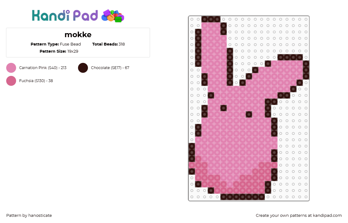 mokke - Fuse Bead Pattern by hanosticate on Kandi Pad - pink