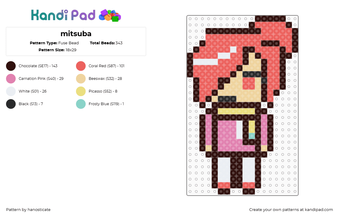 mitsuba - Fuse Bead Pattern by hanosticate on Kandi Pad - brown,red