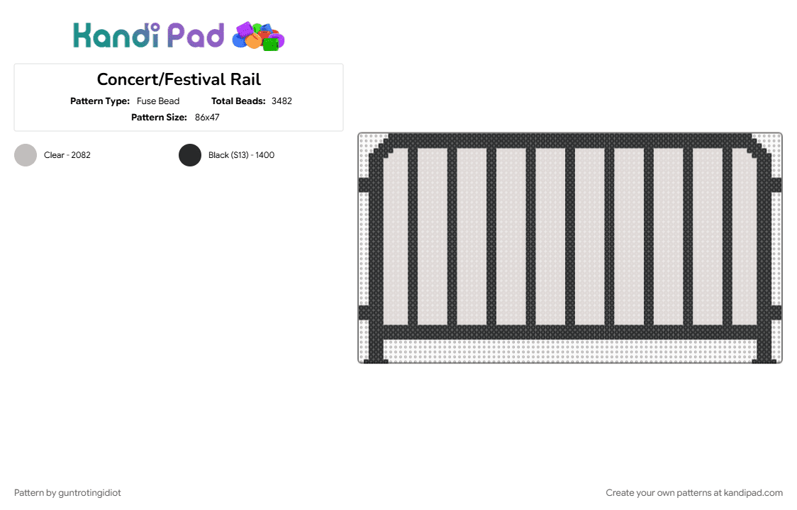 Concert/Festival Rail - Fuse Bead Pattern by guntrotingidiot on Kandi Pad - beige, black, concert, edm, festival, music festival, railing, rails