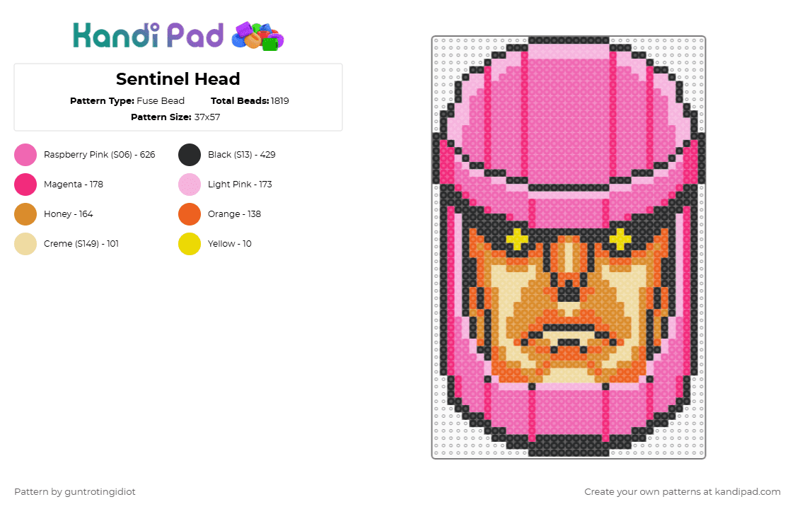 Sentinel Head - Fuse Bead Pattern by guntrotingidiot on Kandi Pad - pink,xmen,sentinel,giant robot,robot,mutants,marvel,comic book