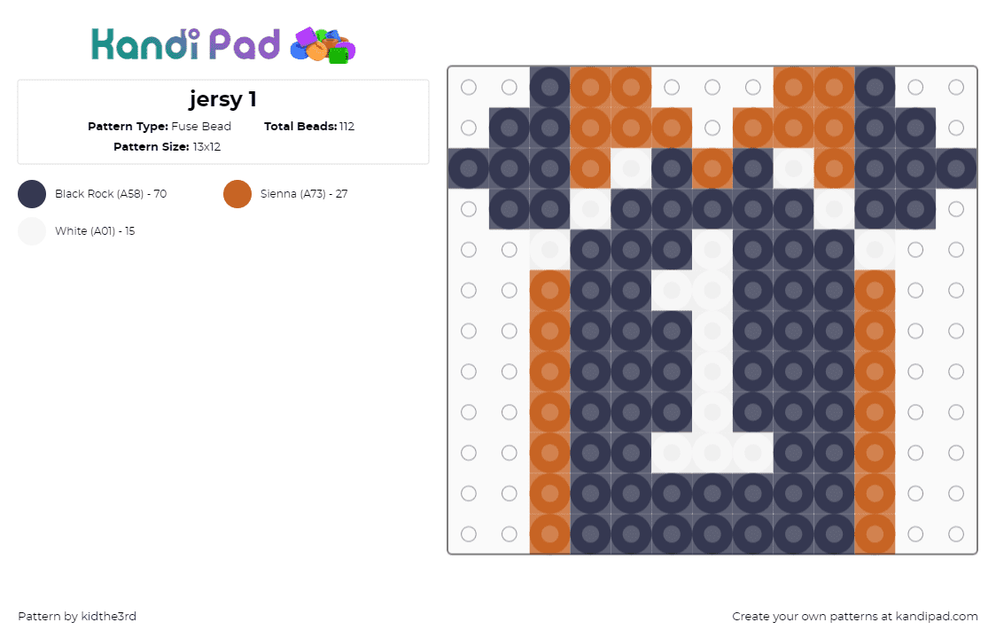 jersy 1 - Fuse Bead Pattern by kidthe3rd on Kandi Pad - 