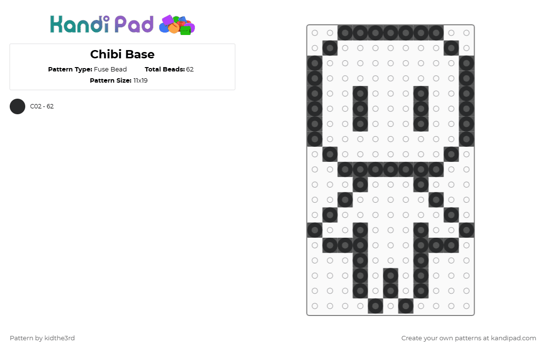 Chibi Base - Fuse Bead Pattern by kidthe3rd on Kandi Pad - black