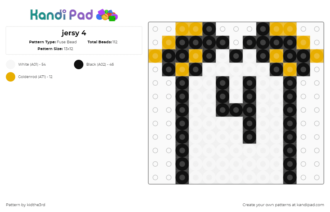 jersy 4 - Fuse Bead Pattern by kidthe3rd on Kandi Pad - 