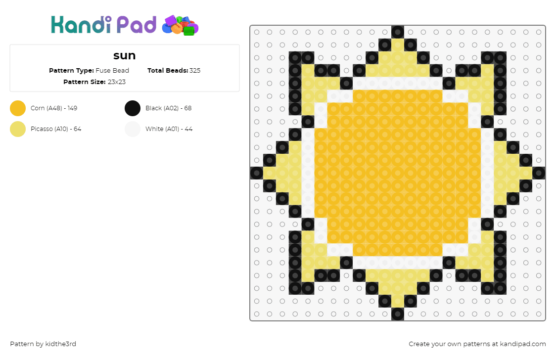 sun - Fuse Bead Pattern by kidthe3rd on Kandi Pad - sun,summer,bright,charm,geometric,yellow