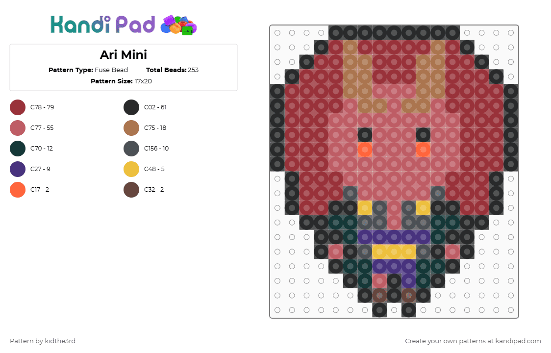 Ari Mini - Fuse Bead Pattern by kidthe3rd on Kandi Pad - ari,chibi,red